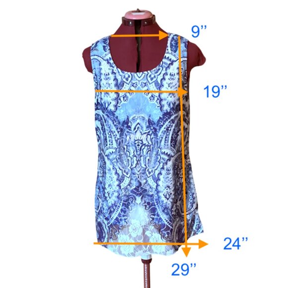 LE GRENIER -  Blue & white Lace Layered Sleeveless Top L - Picture 8 of 8
